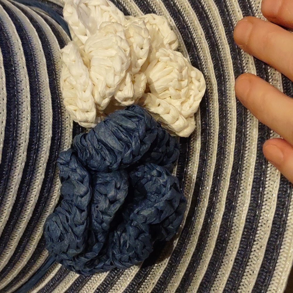 Sun Hat, Wide Brim, Floppy Beach hat, Navy and white, new - Picture 2 of 8